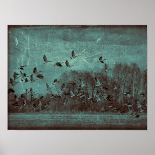 Antiek Blauwgroen groene textuur ontkoppeling van Poster