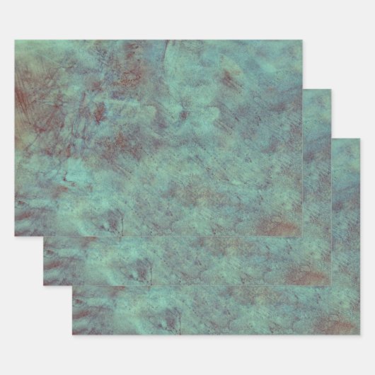 Antiek Blauwgroen Turquoise Brown Inpakpapier Vel (Set)