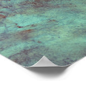 Antiek Blauwgroen Turquoise Brown Texture Poster (Hoek)
