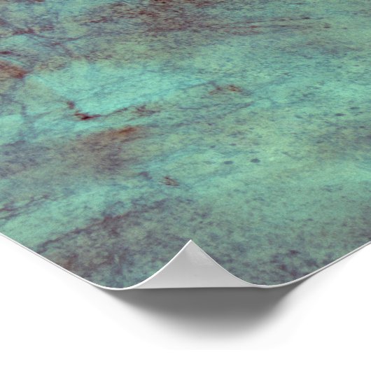 Antiek Blauwgroen Turquoise Brown Texture Poster (Hoek)
