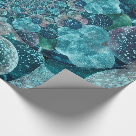 Antiek Blauwgroen Turquoise Green-ballonnen Cadeaupapier (Hoek)