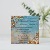 Antiek Blauwgroen Waterverf en goudjuwelen Kaart (Staand voorkant)