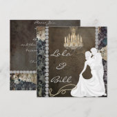 Antiek Bling KROONLUCHTER BRUILOFT UITNODIGINGEN (Voorkant / Achterkant)