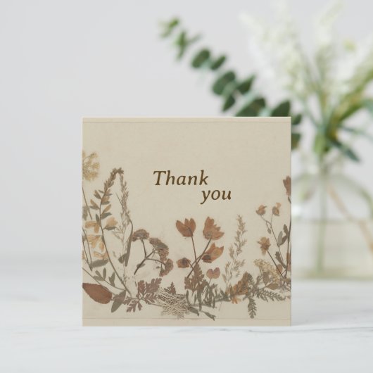 Antiek bloemcollage bedankkaart (Staand voorkant)