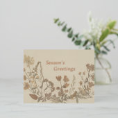 Antiek bloemcollage folie feestdagen briefkaart (Staand Voorkant)