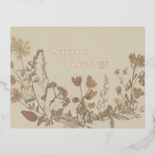 Antiek bloemcollage folie feestdagen briefkaart (Voorkant)