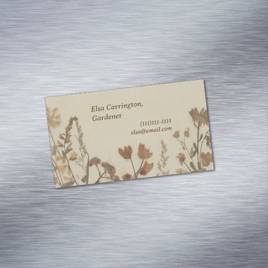 Antiek bloemcollage magnetisch visitekaartje (Voorbeeld)