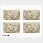 Antiek bloemcollage rechthoekige sticker (Vel)