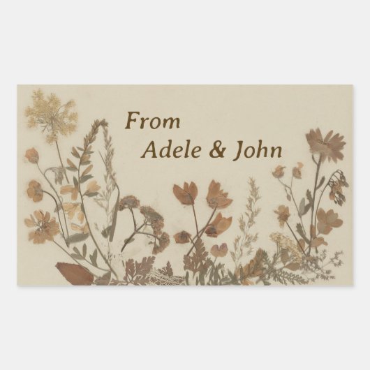 Antiek bloemcollage rechthoekige sticker (Voorkant)