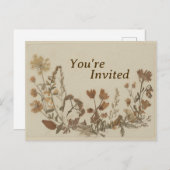 Antiek bloemcollage uitnodiging briefkaart (Voorkant / Achterkant)