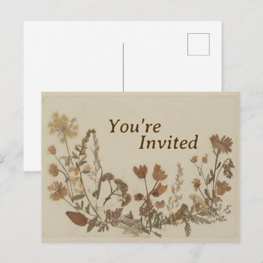 Antiek bloemcollage uitnodiging briefkaart (Voorkant / Achterkant)