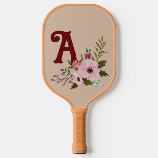 Antiek Bloemen Aangepaste Monogram Naam Pickleball Paddle (Voorkant)