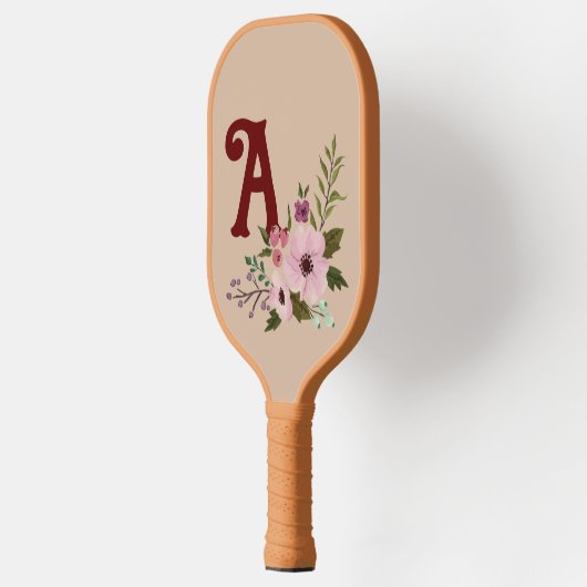 Antiek Bloemen Aangepaste Monogram Naam Pickleball Paddle (Links)