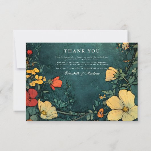 Antiek Bloemen Art Nouveau bruiloft Bedankkaart (Voorkant)