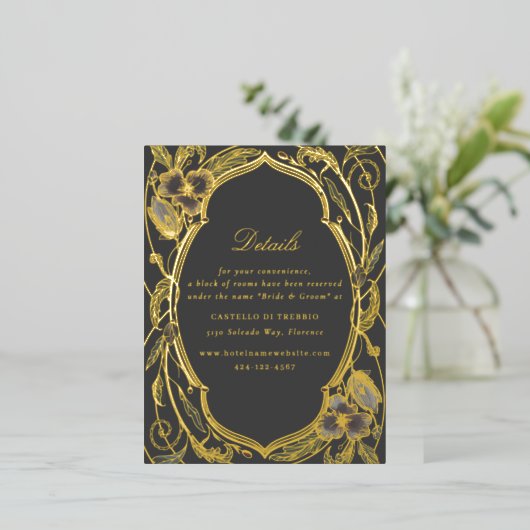 Antiek Bloemen Art Nouveau Bruiloft Goud Details Folie Feestdagen Briefkaart (Staand Voorkant)