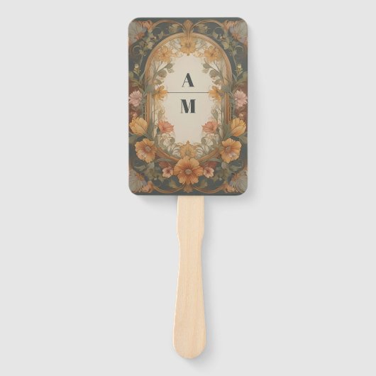 Antiek Bloemen Art Nouveau bruiloft Handwaaier (Voorkant)