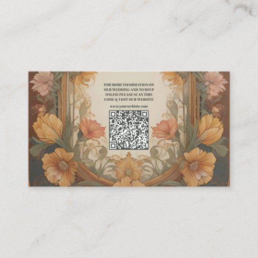 Antiek Bloemen Art Nouveau bruiloft Informatiekaartje (Voorkant)