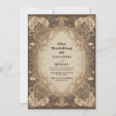 Antiek Bloemen  Art Nouveau Bruiloft Kaart (Voorkant)