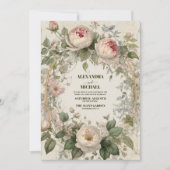 Antiek Bloemen Art Nouveau bruiloft Kaart (Voorkant)