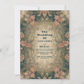 Antiek Bloemen Art Nouveau Bruiloft Kaart (Voorkant)