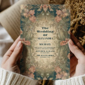 Antiek Bloemen Art Nouveau Bruiloft Kaart