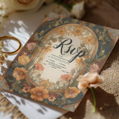 Antiek Bloemen Art Nouveau bruiloft RSVP Kaartje