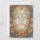 Antiek Bloemen Art Nouveau bruiloft Save The Date (Voorkant)