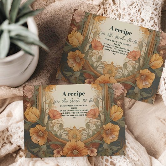 Antiek Bloemen Art Nouveau Vrijgezellenfeest Informatiekaartje