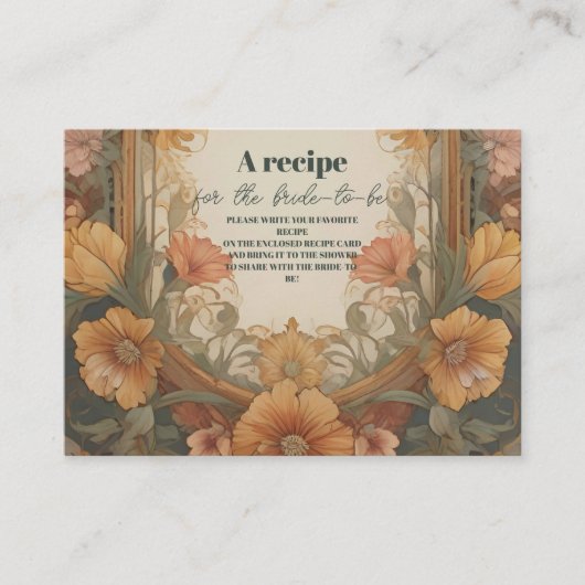 Antiek Bloemen Art Nouveau Vrijgezellenfeest Informatiekaartje (Voorkant)