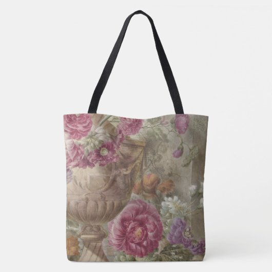 Antiek Bloemen Boeket Canvas tas (Achterkant)