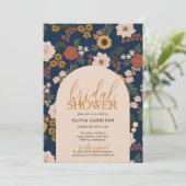 Antiek Bloemen Bruids Douche uitnodiging (Staand voorkant)