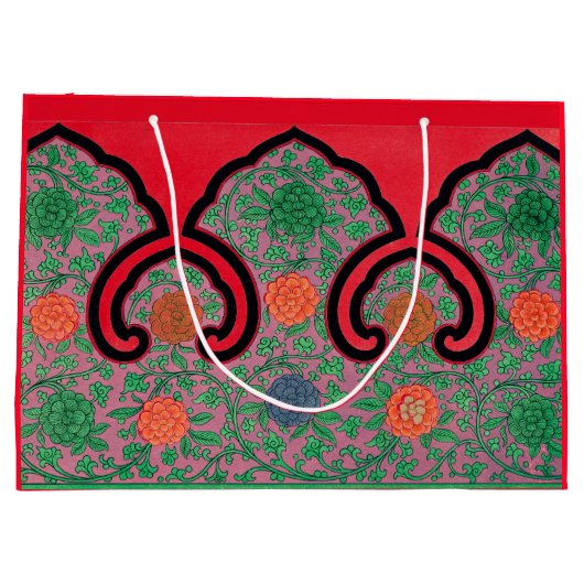 ANTIEK BLOEMEN CHINEES PATROON IN RODE CADEAUZAK GROOT CADEAUZAKJE (Achterkant)