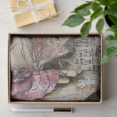 Antiek Bloemen Collage Vrouw Portret Decoupage Tissuepapier (Geschenk)