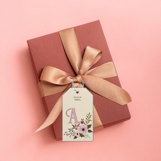Antiek Bloemen Custom Monogram Initiaal Cadeaulabel