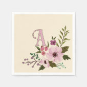 Antiek Bloemen Custom Monogram Initiaal Servet (Voorkant)