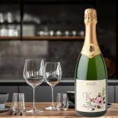 Antiek Bloemen Custom Monogram Initiaal Sparkling Wijnetiket