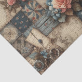 Antiek Bloemen Denim Patchwork Decoupage Print Tissuepapier (Detail)