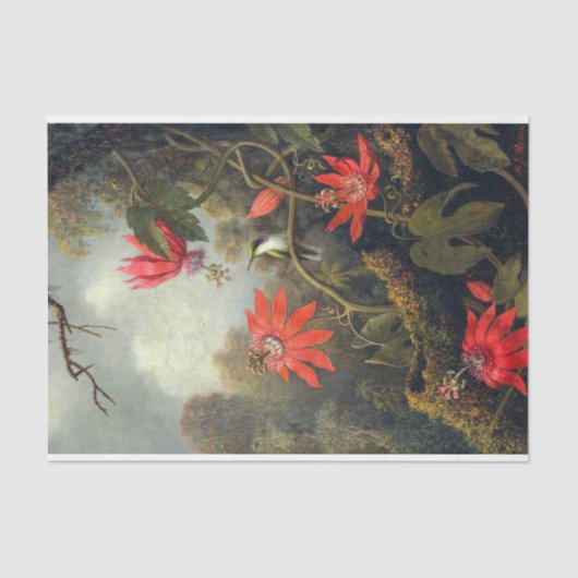 Antiek bloemen en levende vogels Tissuepapier (Voorkant)