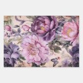 Antiek Bloemen en Vlinder Decoupage, Paarse Inpakpapier Vel (Voorkant 2)
