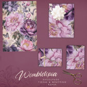 Antiek Bloemen en Vlinder Decoupage, Paarse Inpakpapier Vel