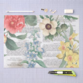 Antiek  bloemen Franse pagina Ontkoppeling van boe Tissuepapier (Craft)