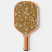 Antiek Bloemen Grijs Blauw Toile Pickleball Paddle (Achterkant)