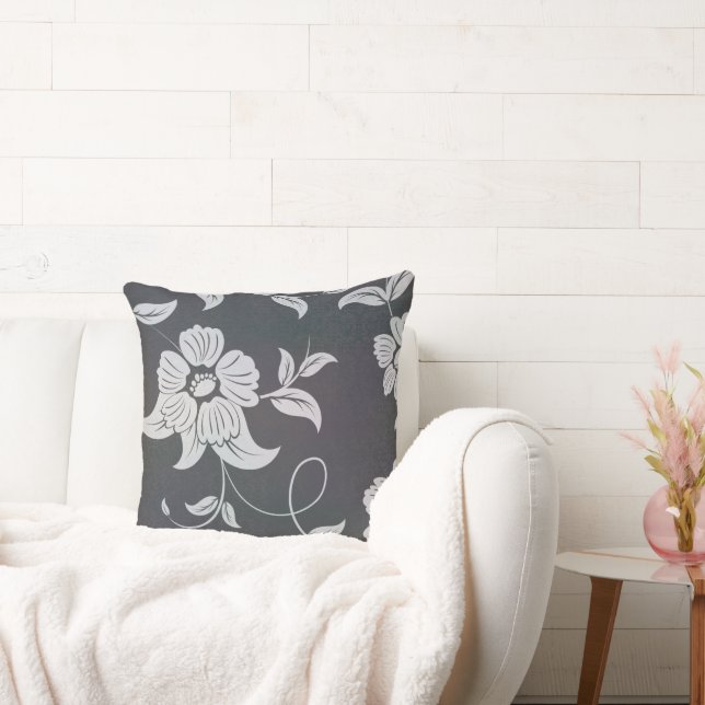 Antiek bloemen grijs kussen (Bank)
