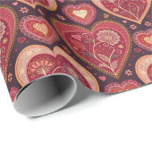 Antiek Bloemen Hart Valentijnsdag Cadeaupapier (Rol Hoek)