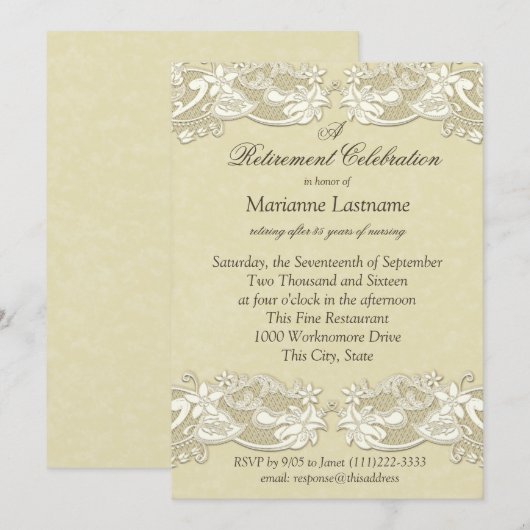 Antiek bloemen pensionering kaart (Voorkant / Achterkant)