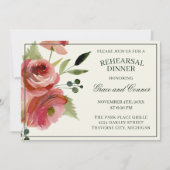 Antiek Bloemen Roze Evergreen Repetitie Diner Kaart (Voorkant)