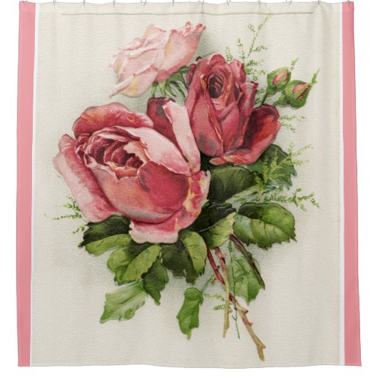 Antiek  Bloemen Rozen Douchegordijn (Voorkant)