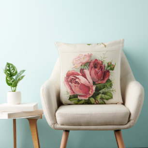 Antiek Bloemen Rozen Kussen