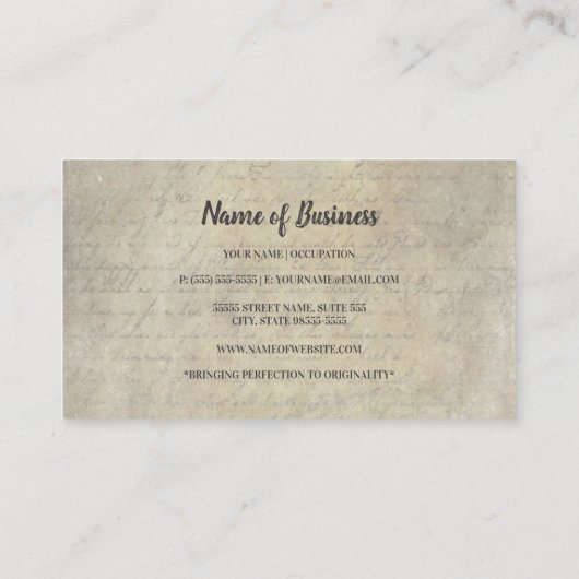 Antiek Bloemen Skelet Key  Restauratie Visitekaartje (Achterkant)