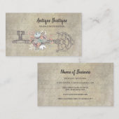 Antiek Bloemen Skelet Key  Restauratie Visitekaartje (Voorkant / Achterkant)